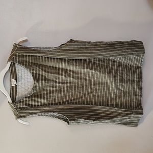 EUC J.Crew Striped Tank Top - Green with White Stripes (Large)